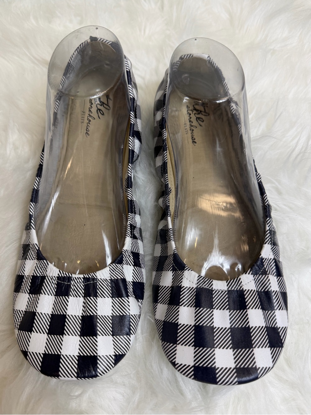 The Storehouse Flats Buffalo Plaid Leather Ballet Flats Size 11 Navy White - Picture 4 of 13